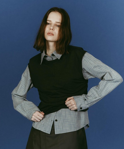Knuth Marf(クヌースマーフ)の「Knuth Marf/クヌースマーフ 2-piece layered compact shirt(シャツ/ブラウス・レディース・ネイビー/ブルー・FREE)」の2枚目の写真
