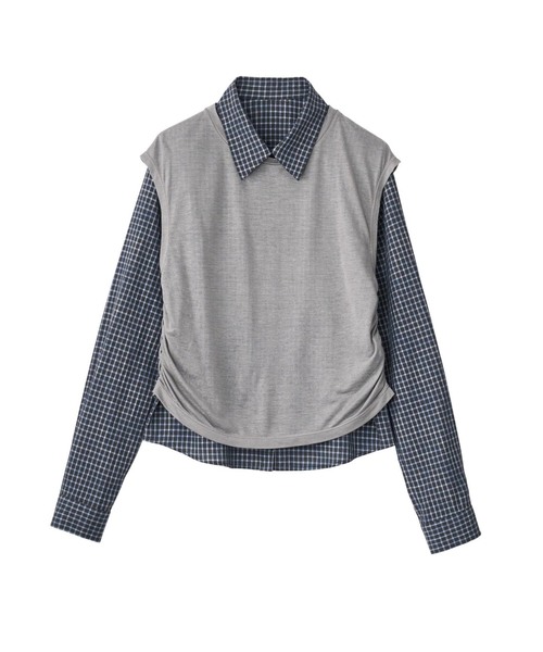 Knuth Marf(クヌースマーフ)の「Knuth Marf/クヌースマーフ 2-piece layered compact shirt(シャツ/ブラウス・レディース・ネイビー/ブルー・FREE)」の3枚目の写真