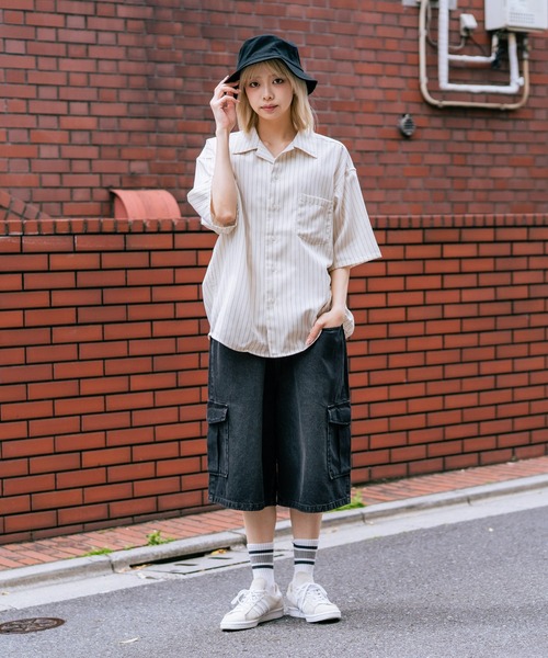UNIIT（ユニット）の「【BRUDDA SHARK/ブラダシャーク】先染め ストライプシャツ（シャツ/ブラウス・メンズ・チャコールグレー/アイボリー・MEDIUM/LARGE）」の16枚目の写真