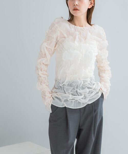 URBAN RESEARCH ROSSO WOMEN（アーバンリサーチ　ロッソ）の「Mewl　シャーリング トップス（その他トップス・レディース・ブラック/オフホワイト・FREE）」の2枚目の写真