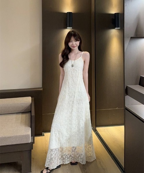 Ritzy(リッツィー)の「レースデザインキャミソールワンピース(ワンピース・レディース・ホワイト・S/M/L/XL)」の2枚目の写真