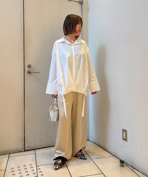 Narcissus(ナルシス)の「【Narcissus】サテンワイドパンツ きれいめ ウエストゴム ストレート(その他パンツ・レディース・ベージュ/ブラック/ピンク・FREE)」の13枚目の写真