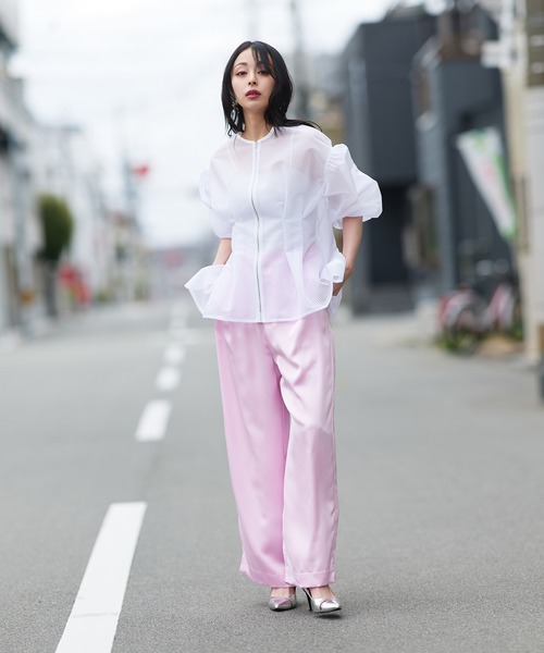 Narcissus(ナルシス)の「【Narcissus】サテンワイドパンツ きれいめ ウエストゴム ストレート(その他パンツ・レディース・ベージュ/ブラック/ピンク・FREE)」の6枚目の写真