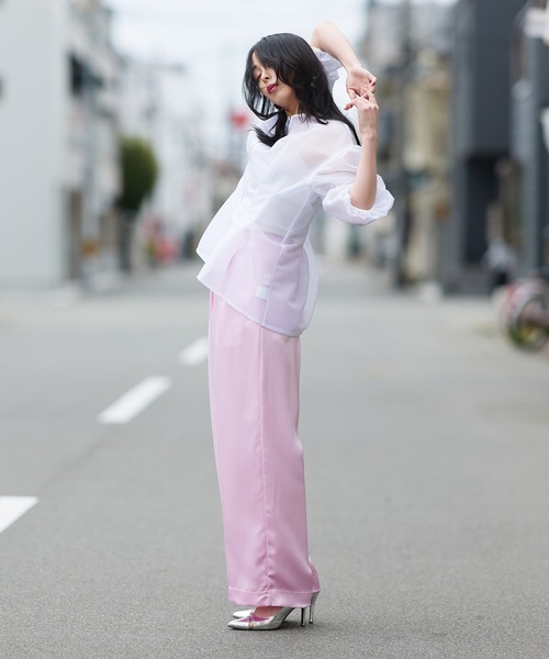Narcissus(ナルシス)の「【Narcissus】サテンワイドパンツ きれいめ ウエストゴム ストレート(その他パンツ・レディース・ベージュ/ブラック/ピンク・FREE)」の7枚目の写真