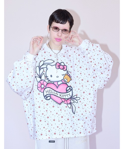 Little sunny bite(リトルサニーバイト)の「/Little sunny bite/hello kitty x little sunny bite star print long tee(Tシャツ/カットソー・レディース・ホワイト・MEDIUM)」の1枚目の写真
