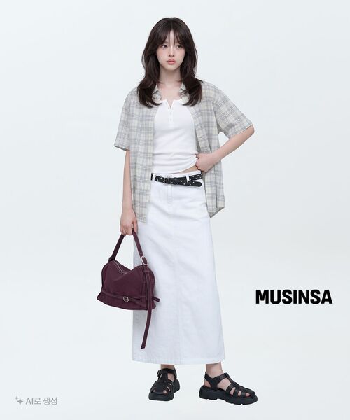 MUSINSA STANDARD WOMAN（ムシンサスタンダードウーマン）の「ウィメンズヘンリーネックタンクトップ[ホワイト]（Tシャツ/カットソー・レディース・その他・X-SMALL/SMALL/MEDIUM/LARGE）」の2枚目の写真