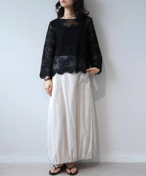 leswel（レスウェル）の「【M/L】メッシュレースプルオーバー（シャツ/ブラウス・レディース・ブラウン/ブラック/クリーム・M/L）」の5枚目の写真
