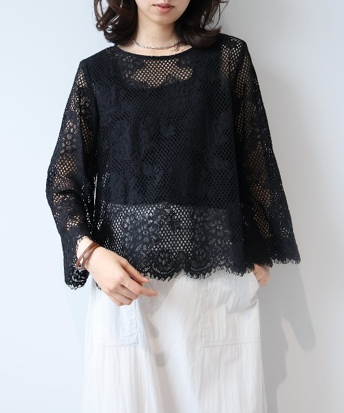 leswel（レスウェル）の「【M/L】メッシュレースプルオーバー（シャツ/ブラウス・レディース・ブラウン/ブラック/クリーム・M/L）」の6枚目の写真