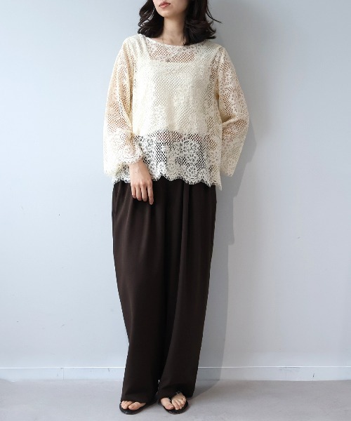 leswel（レスウェル）の「【M/L】メッシュレースプルオーバー（シャツ/ブラウス・レディース・ブラウン/ブラック/クリーム・M/L）」の8枚目の写真