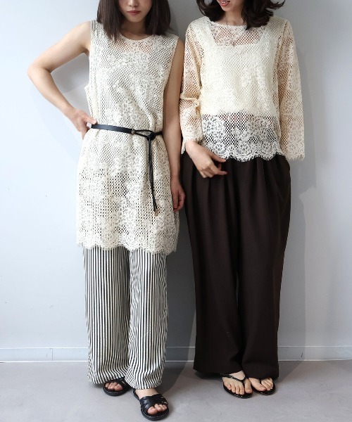 leswel（レスウェル）の「【M/L】メッシュレースプルオーバー（シャツ/ブラウス・レディース・ブラウン/ブラック/クリーム・M/L）」の10枚目の写真