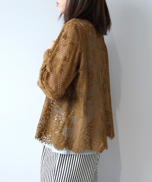 leswel（レスウェル）の「【M/L】メッシュレースプルオーバー（シャツ/ブラウス・レディース・ブラウン/ブラック/クリーム・M/L）」の15枚目の写真