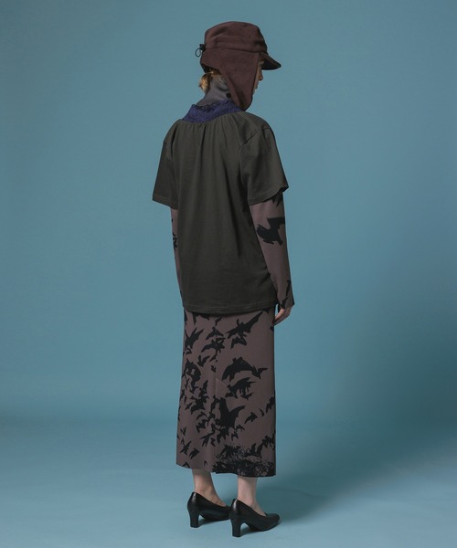 NON TOKYO（ノントーキョー）の「PRINT RIB L/S ONE-PIECE（ワンピース・レディース・チャコール/マルチ・1/2）」の5枚目の写真