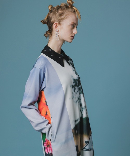 NON TOKYO（ノントーキョー）の「PRINT RIB L/S ONE-PIECE（ワンピース・レディース・チャコール/マルチ・1/2）」の10枚目の写真