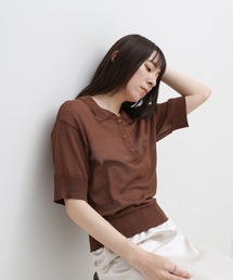 シアーサマーシンプルポロニット