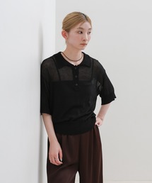 シアーサマーシンプルポロニット
