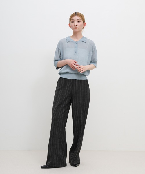 select MOCA（セレクトモカ）の「シアーサマーシンプルポロニット（ニット/セーター・レディース・ブルー/ホワイト/ブラック/ブラウン・FREE）」の15枚目の写真