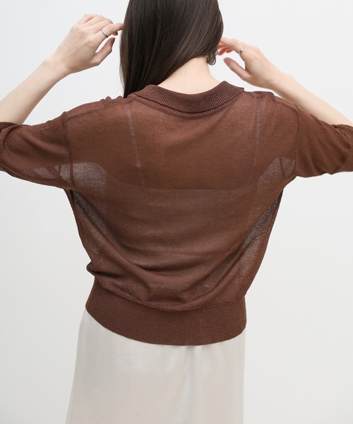 select MOCA（セレクトモカ）の「シアーサマーシンプルポロニット（ニット/セーター・レディース・ブルー/ホワイト/ブラック/ブラウン・FREE）」の22枚目の写真