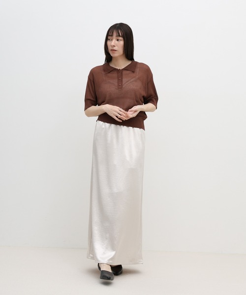 select MOCA（セレクトモカ）の「シアーサマーシンプルポロニット（ニット/セーター・レディース・ブルー/ホワイト/ブラック/ブラウン・FREE）」の6枚目の写真