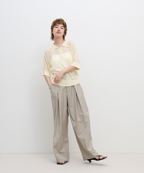 select MOCA（セレクトモカ）の「シアーサマーシンプルポロニット（ニット/セーター・レディース・ブルー/ホワイト/ブラック/ブラウン・FREE）」の7枚目の写真