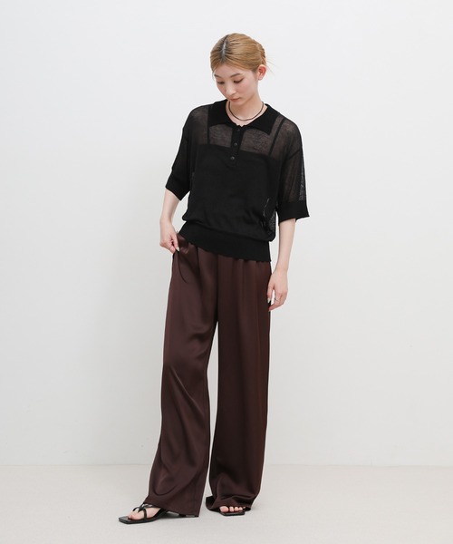 select MOCA（セレクトモカ）の「シアーサマーシンプルポロニット（ニット/セーター・レディース・ブルー/ホワイト/ブラック/ブラウン・FREE）」の8枚目の写真
