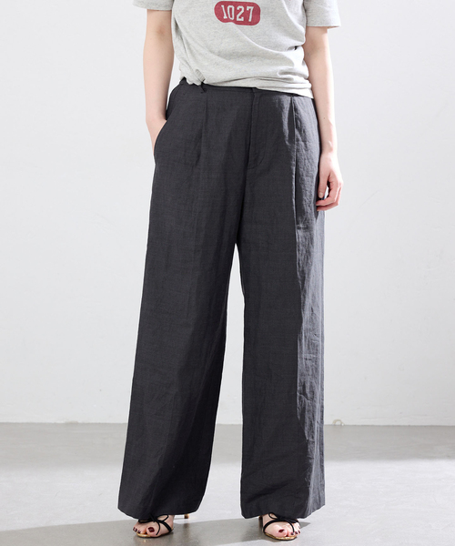 IENA(イエナ)の「《セットアップ対応》ウォッシャブル リネン混スラックス(スラックス・レディース・ブラック/ベージュ・34/36/38)」の2枚目の写真