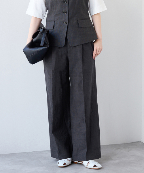 IENA(イエナ)の「《セットアップ対応》ウォッシャブル リネン混スラックス(スラックス・レディース・ブラック/ベージュ・34/36/38)」の6枚目の写真