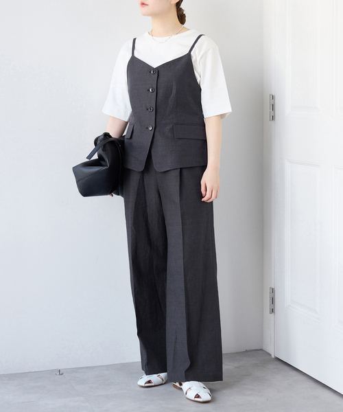 IENA(イエナ)の「《セットアップ対応》ウォッシャブル リネン混スラックス(スラックス・レディース・ブラック/ベージュ・34/36/38)」の7枚目の写真