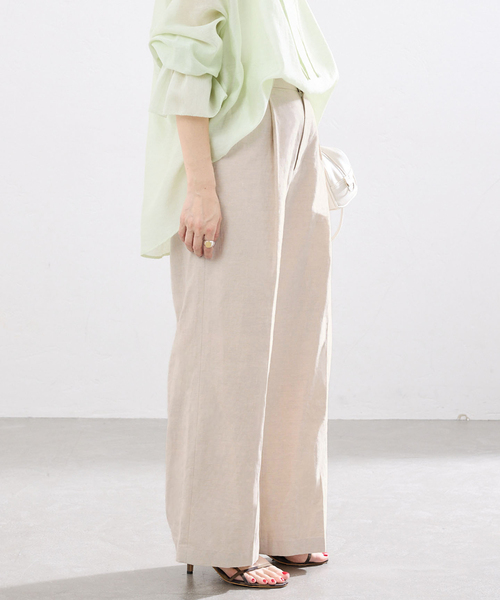 IENA(イエナ)の「《セットアップ対応》ウォッシャブル リネン混スラックス(スラックス・レディース・ブラック/ベージュ・34/36/38)」の10枚目の写真