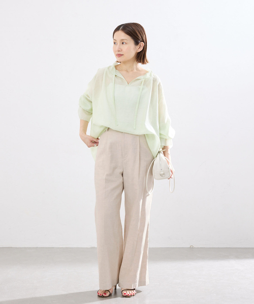 IENA(イエナ)の「《セットアップ対応》ウォッシャブル リネン混スラックス(スラックス・レディース・ブラック/ベージュ・34/36/38)」の12枚目の写真