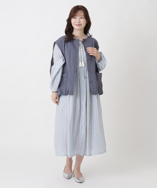one'sterrace(ワンズテラス)の「ナイロン ノースリーブ バルーンベスト(ベスト・レディース・グレー系4/カーキ系5・02)」の3枚目の写真