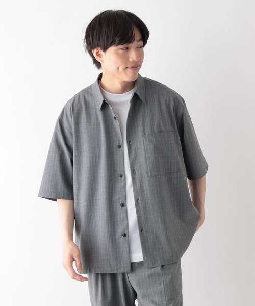 GLOBAL WORK（グローバルワーク）の「URBANシャツAIR/5分袖/638140（シャツ/ブラウス・メンズ・ライトグレー/ブルー/モカ/ホワイト系8/チャコールグレー/ブラック系その他/グレイッシュベージュ/ブラック系9・L/XL/M/S）」の5枚目の写真