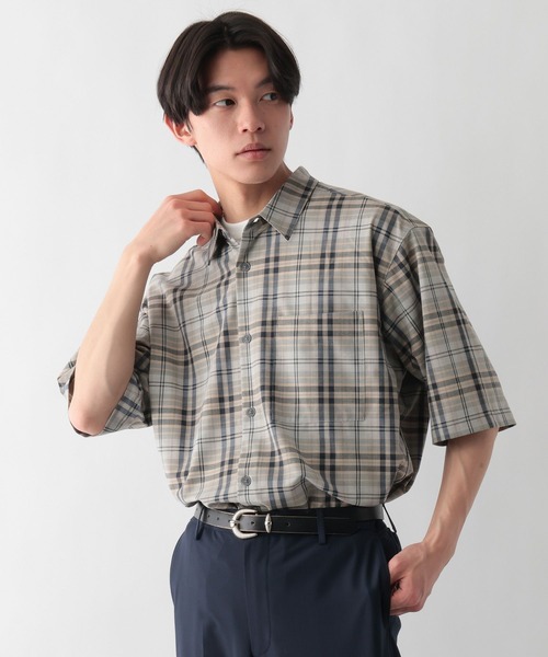 GLOBAL WORK（グローバルワーク）の「URBANシャツAIR/5分袖/638140（シャツ/ブラウス・メンズ・ライトグレー/ブルー/モカ/ホワイト系8/チャコールグレー/ブラック系その他/グレイッシュベージュ/ブラック系9・L/XL/M/S）」の9枚目の写真