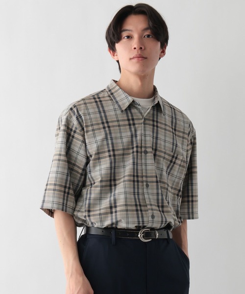 GLOBAL WORK（グローバルワーク）の「URBANシャツAIR/5分袖/638140（シャツ/ブラウス・メンズ・ライトグレー/ブルー/モカ/ホワイト系8/チャコールグレー/ブラック系その他/グレイッシュベージュ/ブラック系9・L/XL/M/S）」の10枚目の写真