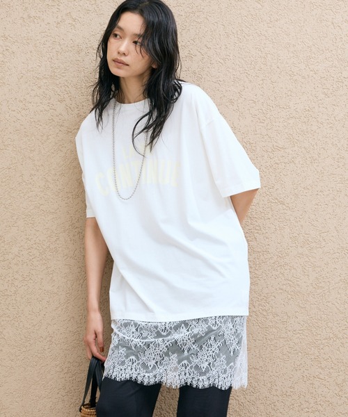 Doux archives(ドゥアルシーヴ)の「裾レースオーバーロゴTee(Tシャツ/カットソー・レディース・ミント/オフホワイト/ブラック・FREE)」の15枚目の写真