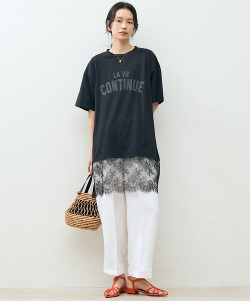 Doux archives(ドゥアルシーヴ)の「裾レースオーバーロゴTee(Tシャツ/カットソー・レディース・ミント/オフホワイト/ブラック・FREE)」の19枚目の写真