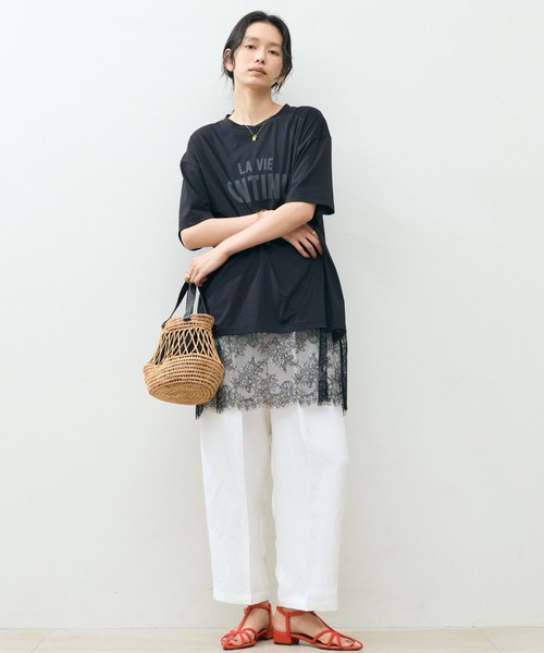 Doux archives(ドゥアルシーヴ)の「裾レースオーバーロゴTee(Tシャツ/カットソー・レディース・ミント/オフホワイト/ブラック・FREE)」の22枚目の写真