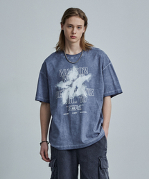 MAISON MINED（メゾンミネド）の「FALLING STAR WASHING HALF T BLUE（Tシャツ/カットソー）」