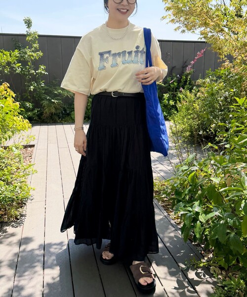 fredy couleur(フレディクルール)の「【FRUIT OF THE LOOM】19/-スラブ天竺FruitロゴT(Tシャツ/カットソー・レディース・サックスブルー/オフホワイト/チャコールグレー・M)」の4枚目の写真