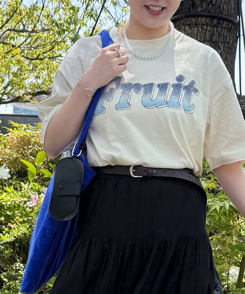 fredy couleur(フレディクルール)の「【FRUIT OF THE LOOM】19/-スラブ天竺FruitロゴT(Tシャツ/カットソー・レディース・サックスブルー/オフホワイト/チャコールグレー・M)」の9枚目の写真