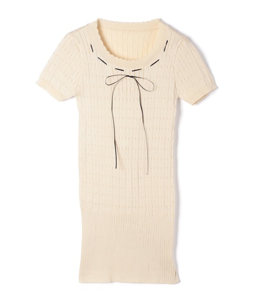 M DOLLY(エムドリー)の「Cable knit elsa ribbon mini dress/ケーブルニットエルサ リボンミニドレス(ワンピース・レディース・ブラック/ホワイト/アイボリー・FREE)」の20枚目の写真