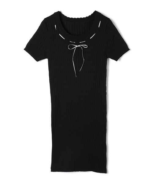M DOLLY(エムドリー)の「Cable knit elsa ribbon mini dress/ケーブルニットエルサ リボンミニドレス(ワンピース・レディース・ブラック/ホワイト/アイボリー・FREE)」の21枚目の写真