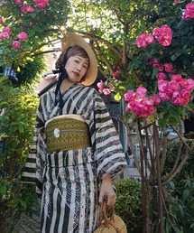 アデリアレトロ×ニコアンティーク】デニム着物・帯セット（着物
