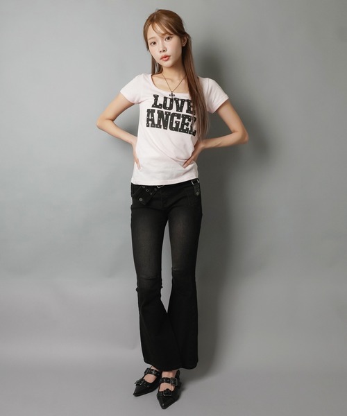 SPINNS(スピンズ)の「半袖Tシャツ/ラブエンジェル/バックプリント/平成ギャル(Tシャツ/カットソー・レディース・ピンク/ブラック・ONESIZE)」の14枚目の写真