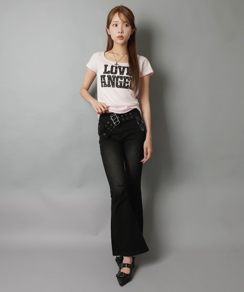 SPINNS(スピンズ)の「半袖Tシャツ/ラブエンジェル/バックプリント/平成ギャル(Tシャツ/カットソー・レディース・ピンク/ブラック・ONESIZE)」の15枚目の写真