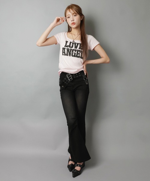 SPINNS(スピンズ)の「半袖Tシャツ/ラブエンジェル/バックプリント/平成ギャル(Tシャツ/カットソー・レディース・ピンク/ブラック・ONESIZE)」の16枚目の写真