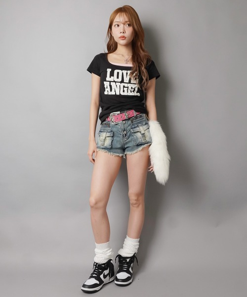 SPINNS(スピンズ)の「半袖Tシャツ/ラブエンジェル/バックプリント/平成ギャル(Tシャツ/カットソー・レディース・ピンク/ブラック・ONESIZE)」の17枚目の写真