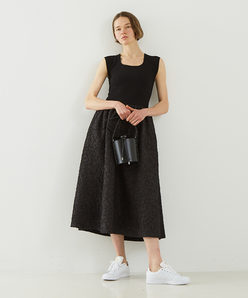 DESIGNWORKS(デザインワークス)の「フクレジャガードニットコンビワンピース(ワンピース・レディース・カーキ/ブラック・38)」の5枚目の写真