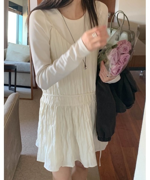 FAVORITO(ファヴォリート)の「リボンキャミワンピース(ワンピース・レディース・ベージュ/ホワイト・F)」の11枚目の写真