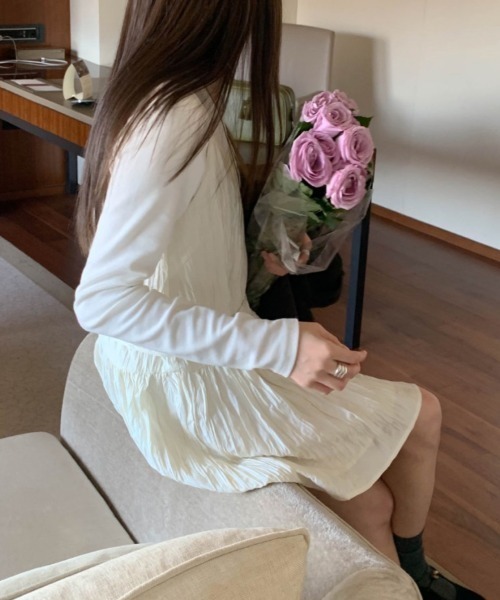 FAVORITO(ファヴォリート)の「リボンキャミワンピース(ワンピース・レディース・ベージュ/ホワイト・F)」の15枚目の写真
