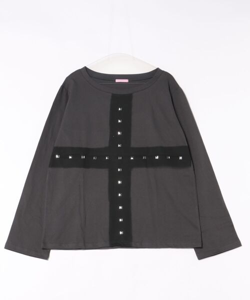 Never mind the XU（ネバーマインドザエックスユー）の「【Never mind the XU】cross print long sleeve / 【ネバーマインド ザ エックスユー】オーバーサイズクロスプリントワンショルダー長袖Tシャツ（Tシャツ/カットソー・メンズ・ホワイト/チャコール・ONE SIZE）」の13枚目の写真